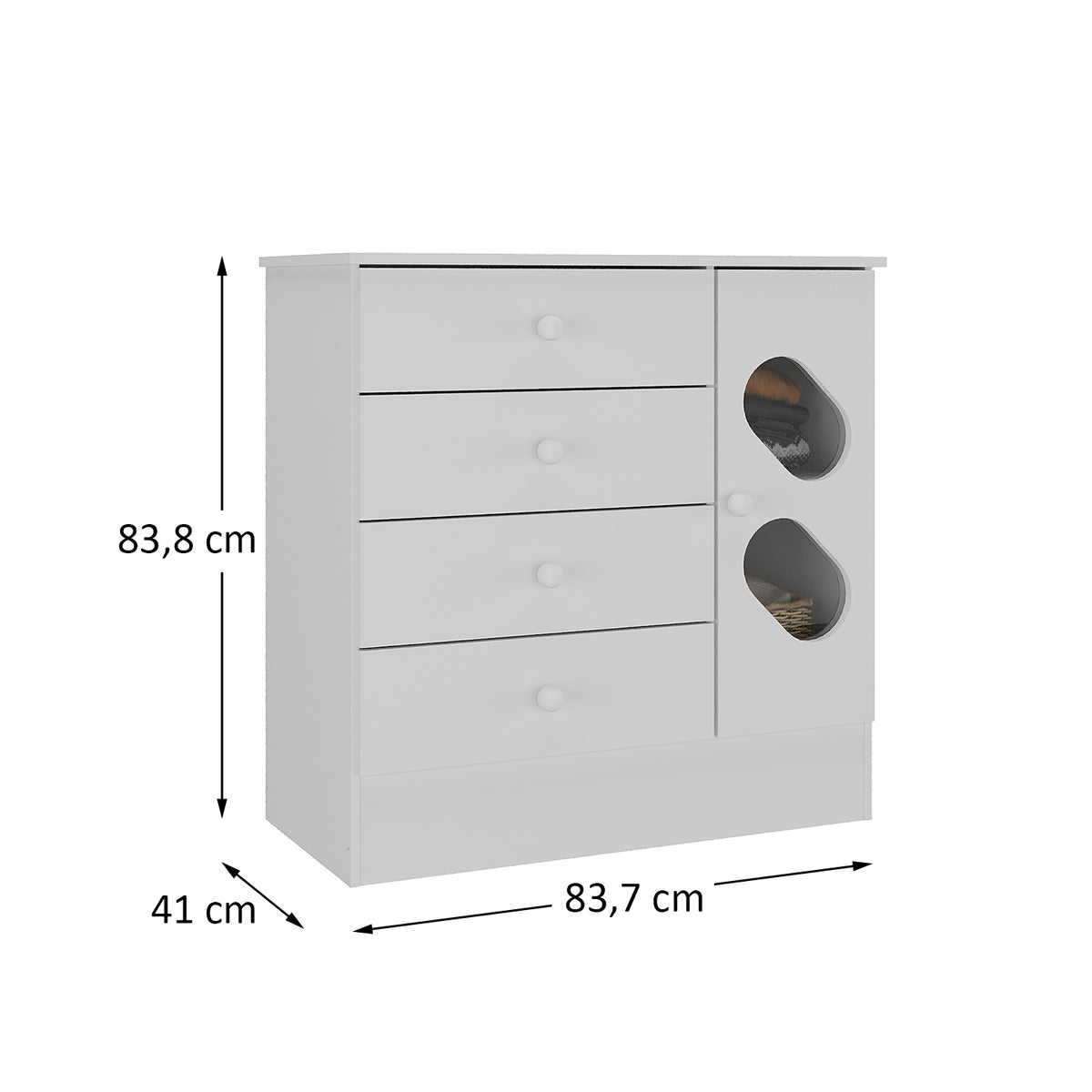 Cómoda Bebé Stop 4 Cajones Blanco Matte Altavisión