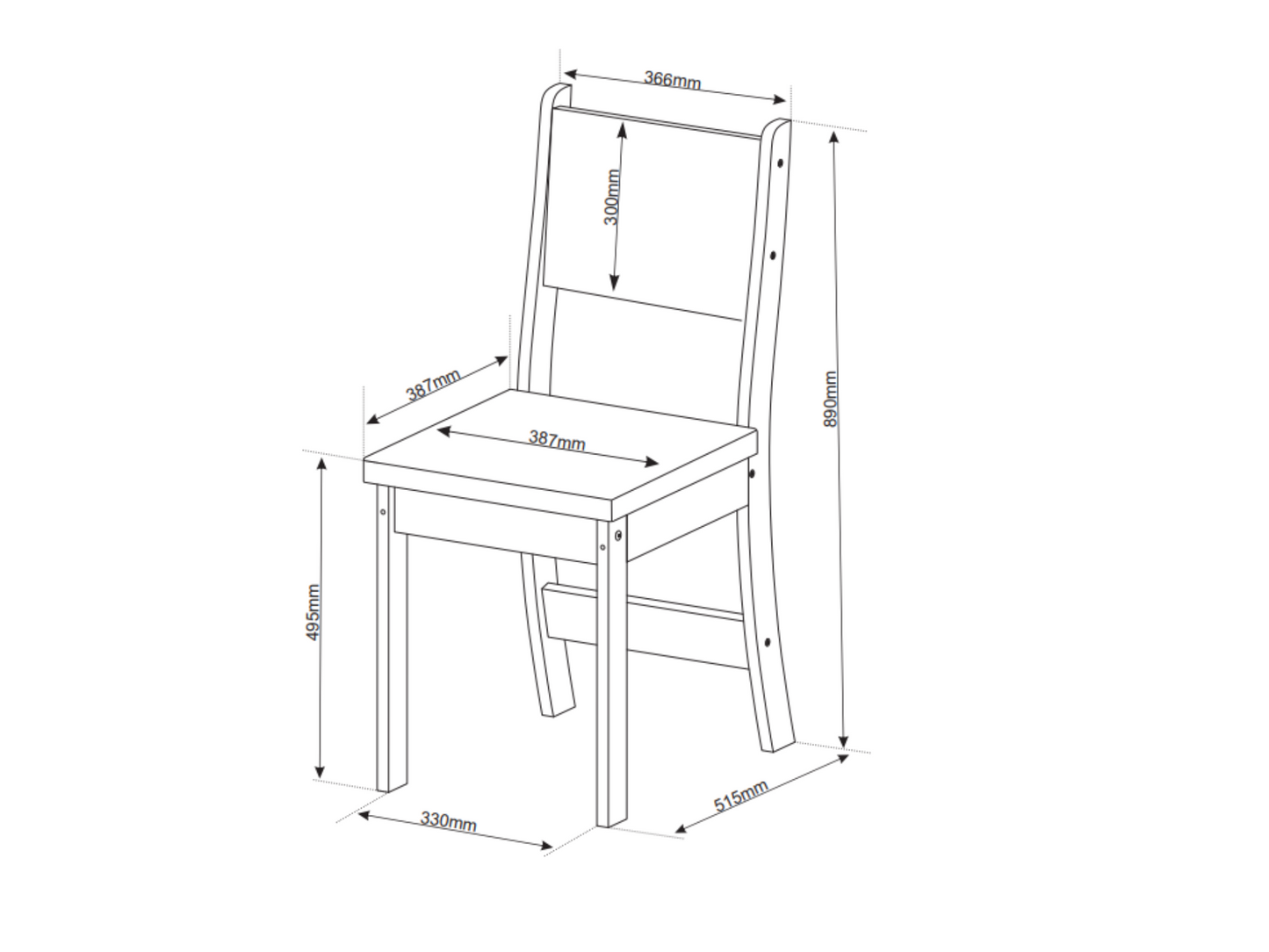 Juego de Comedor 4 personas rectangular Palace