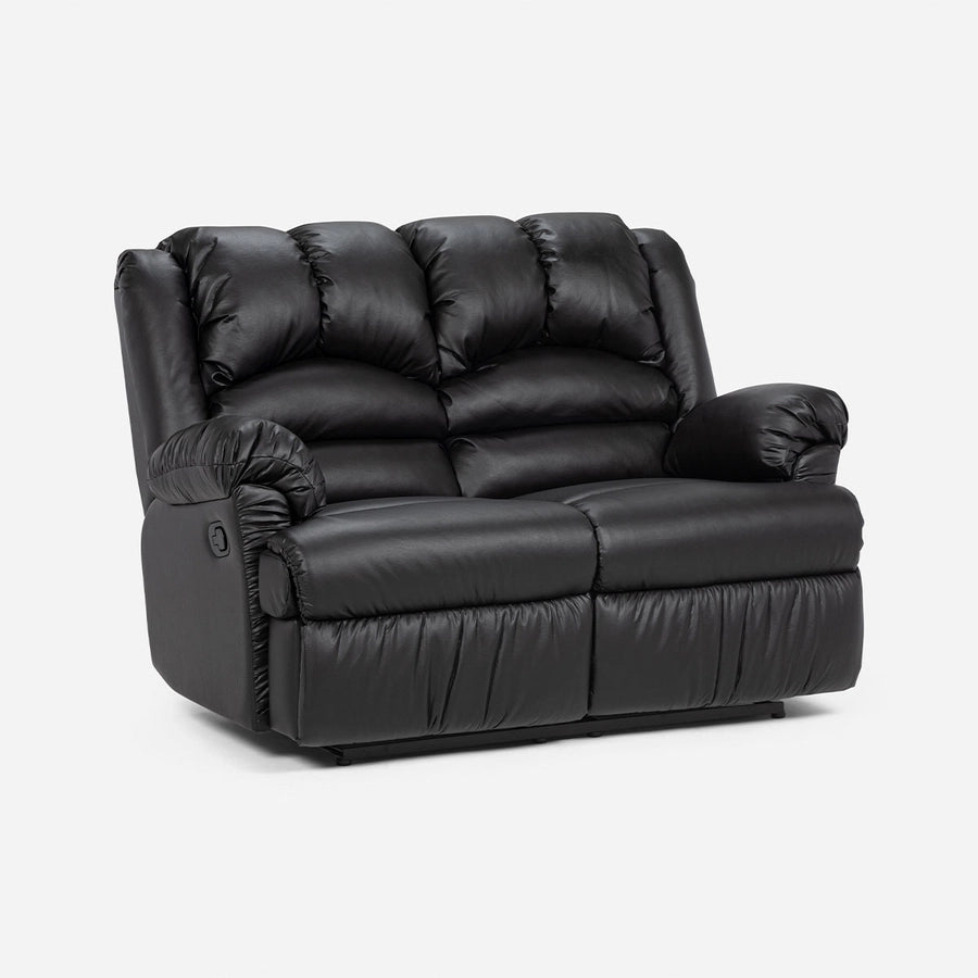 Sofá 2 cuerpos Reclinable Jarrie Ecocuero Negro Manual Rosen