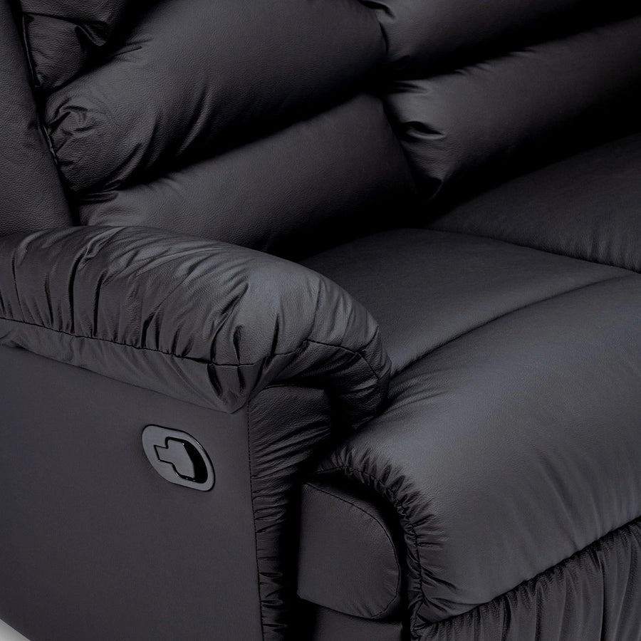 Sofá 2 cuerpos Reclinable Jarrie Ecocuero Negro Manual Rosen