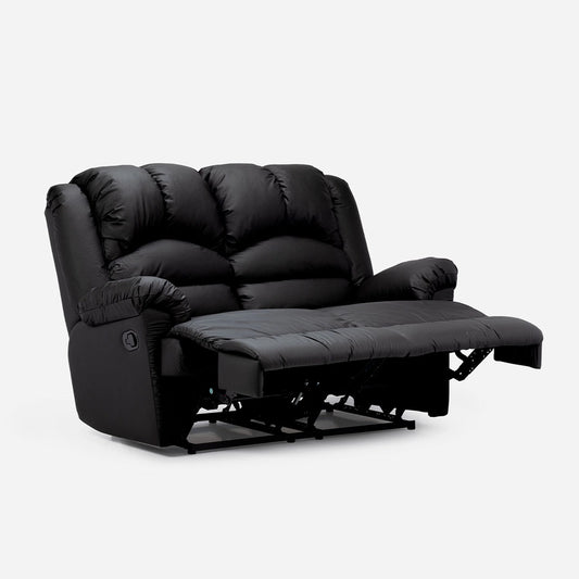 Sofá 2 cuerpos Reclinable Jarrie Ecocuero Negro Manual Rosen