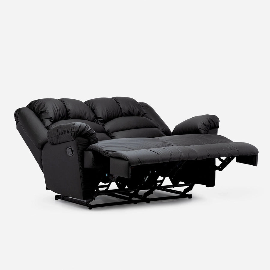 Sofá 2 cuerpos Reclinable Jarrie Ecocuero Negro Manual Rosen