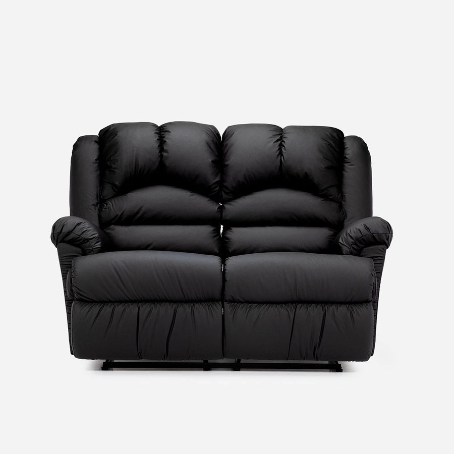 Sofá 2 cuerpos Reclinable Jarrie Ecocuero Negro Manual Rosen