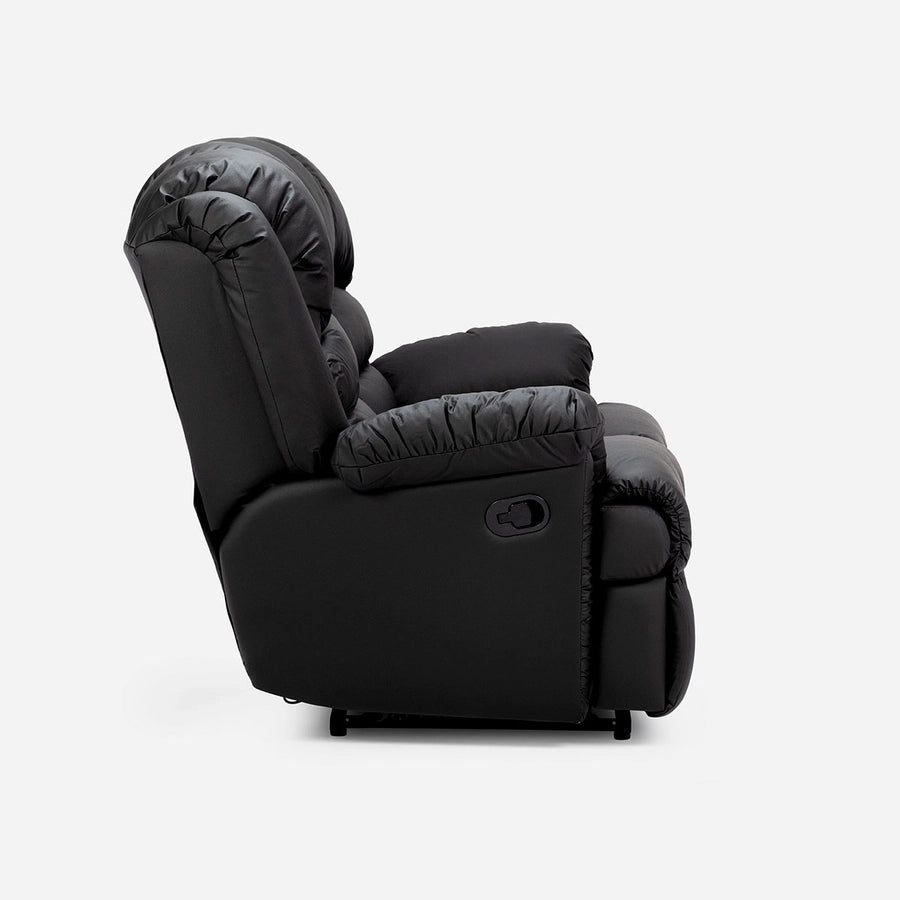 Sofá 2 cuerpos Reclinable Jarrie Ecocuero Negro Manual Rosen