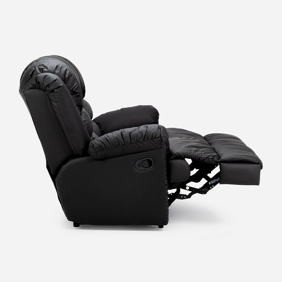 Sofá 2 cuerpos Reclinable Jarrie Ecocuero Negro Manual Rosen