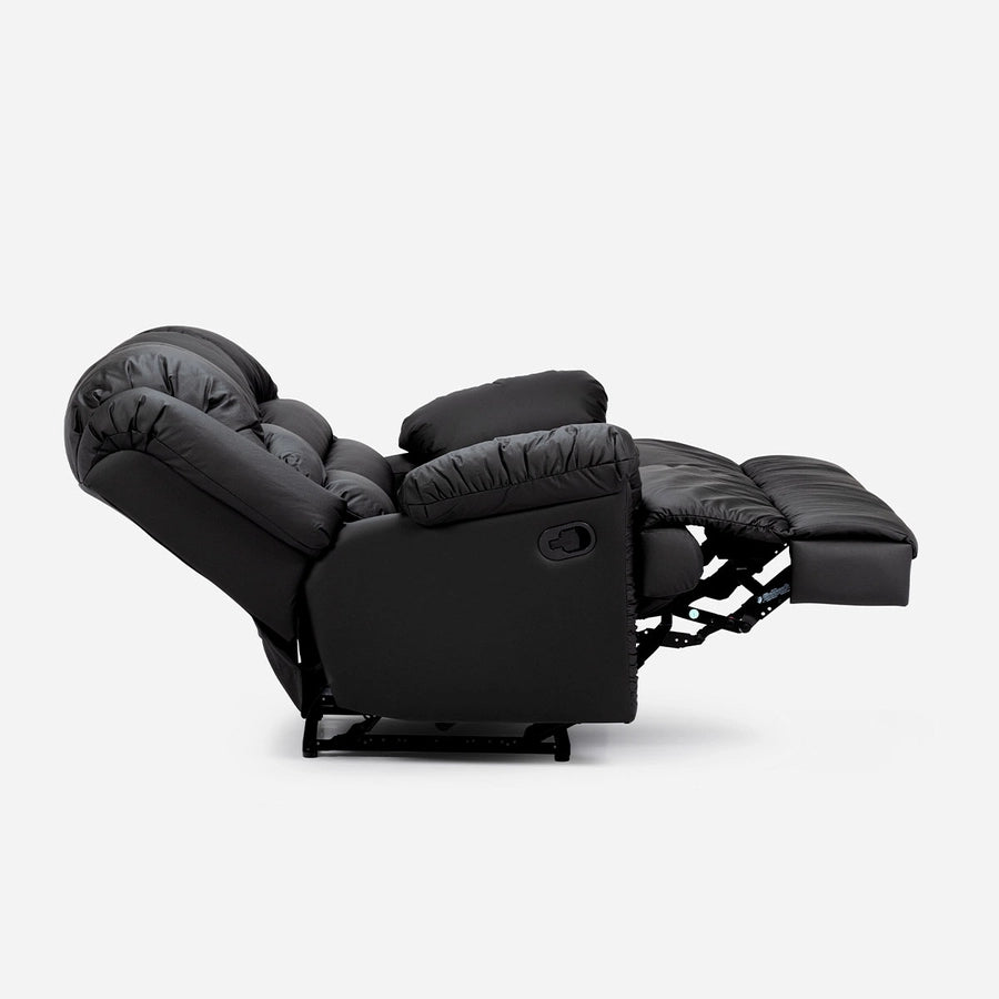 Sofá 2 cuerpos Reclinable Jarrie Ecocuero Negro Manual Rosen