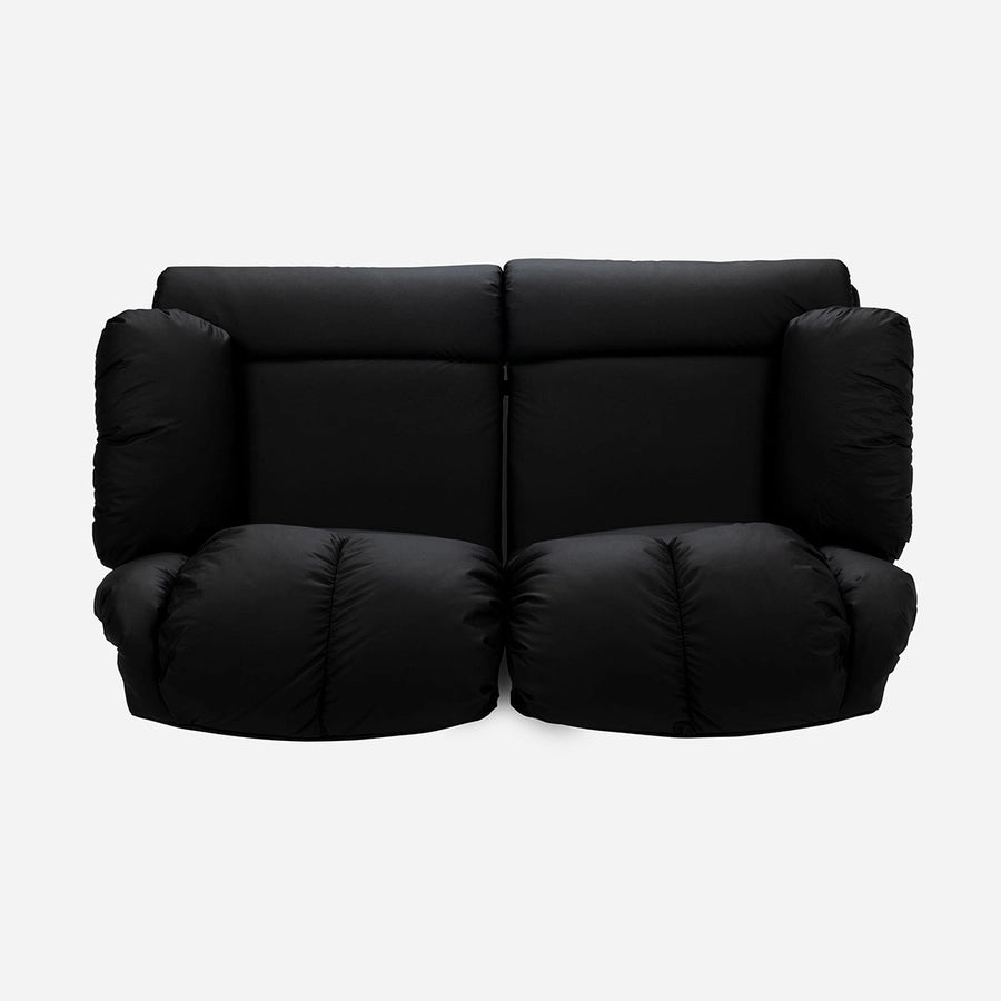 Sofá 2 cuerpos Reclinable Jarrie Ecocuero Negro Manual Rosen