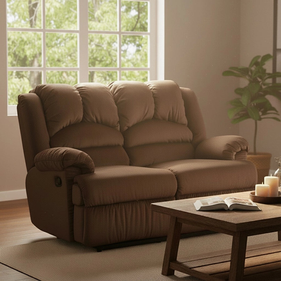 Sofá 3 Cuerpos Reclinable Jarrie Tela Chex Manual Café Rosen