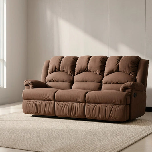 Sofá 3 Cuerpos Reclinable Jarrie Tela Chex Manual Café Rosen