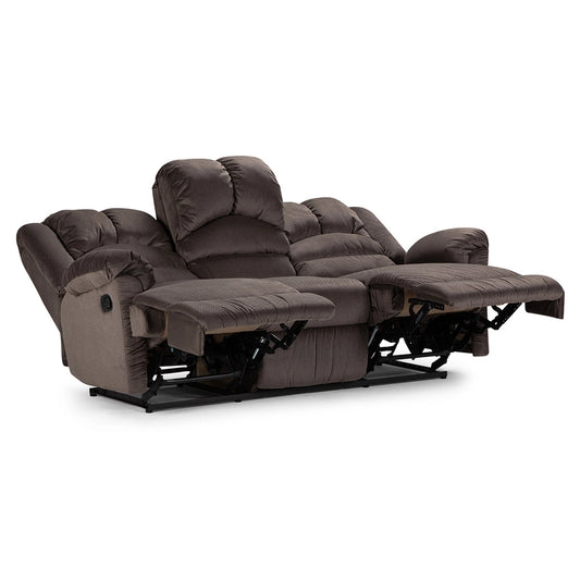 Sofá 3 Cuerpos Reclinable Jarrie Tela Chex Manual Gris Rosen