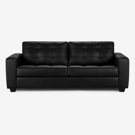 Sofá 3 Cuerpos Manet Cuero Negro Rosen