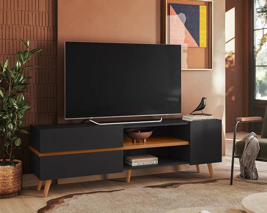 Rack Purus 65"Preto Fosco / Freijo Altavisión