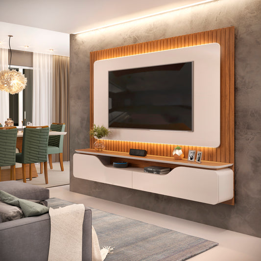 Panel TV 70" Treviso Off White Freijo Ripado Altavisión