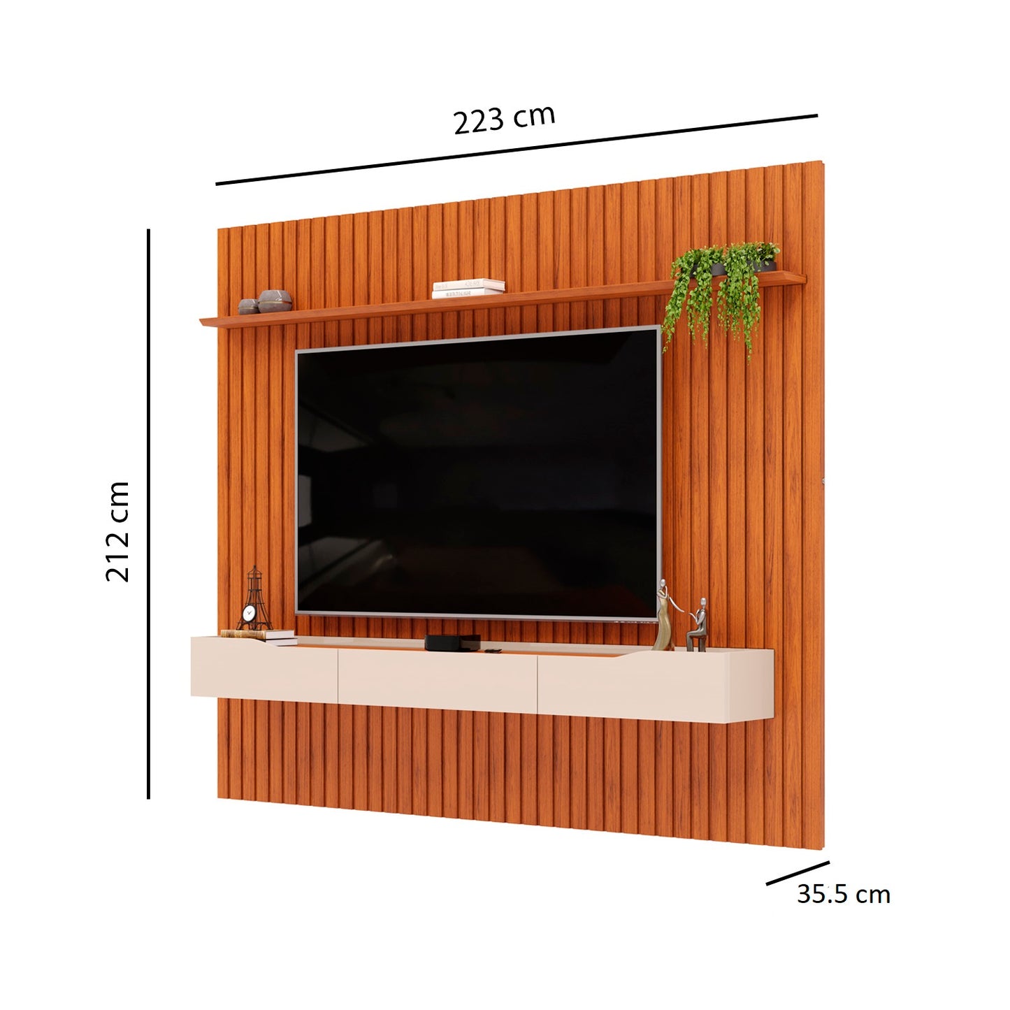 Panel Tv 75'' Practic Ripado Freijo Off White Altavisión