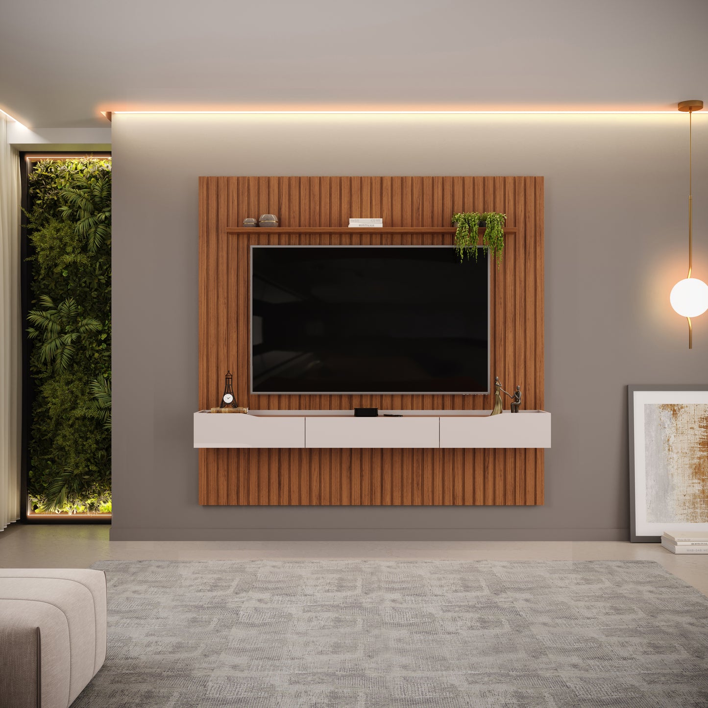 Panel Tv 75'' Practic Ripado Freijo Off White Altavisión