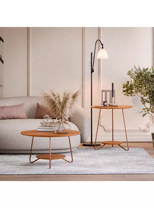 Mesa de Centro Redonda + Mesa Lateral Liz Freijo Altavisión