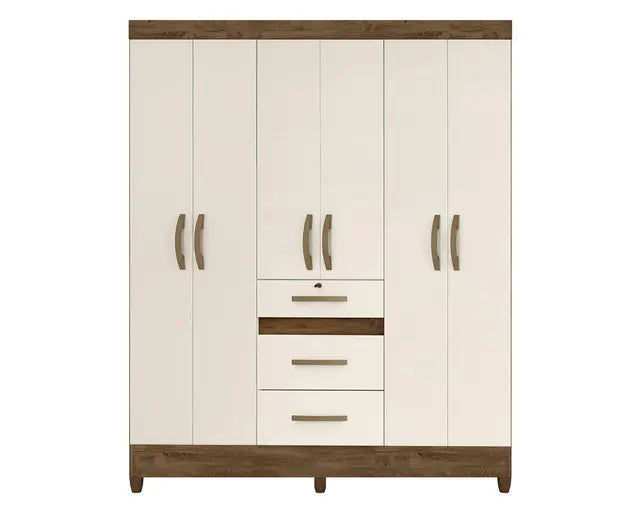 Clóset 6 Puertas 3 Cajones Itatiba Chocolate/Off White Di Poretti