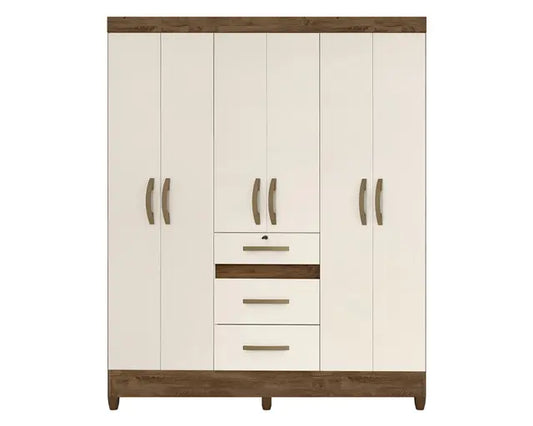 Clóset 6 Puertas 3 Cajones Itatiba Chocolate/Off White Di Poretti
