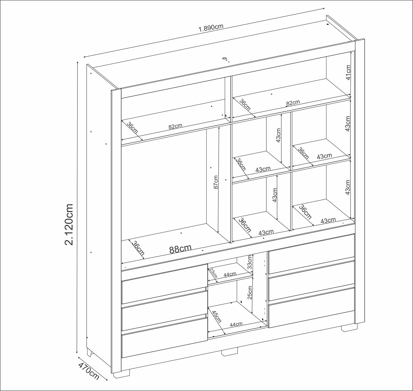 Clóset 2 Puertas 6 Cajones Arbo Almendra Off White Altavisión