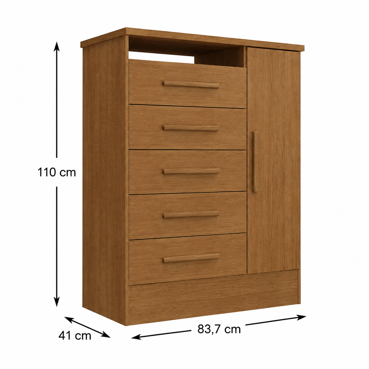Cómoda Aurora 5 Cajones 1 Puerta Cinamomo Altavisión