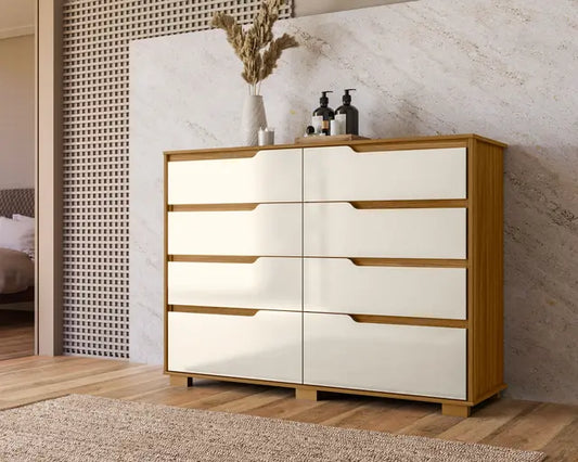 Cómoda 8 Cajones Georgia Off White/Café Di Poretti