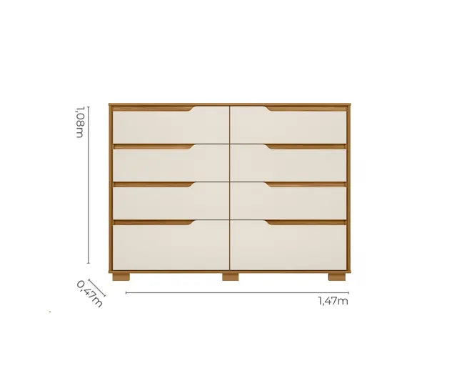 Cómoda 8 Cajones Georgia Off White/Café Di Poretti