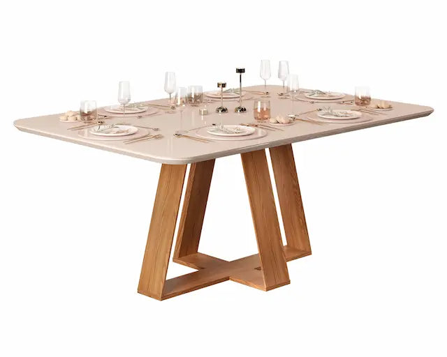 Comedor 6 sillas Celeste Blanco/Café/Gris Di Poretti