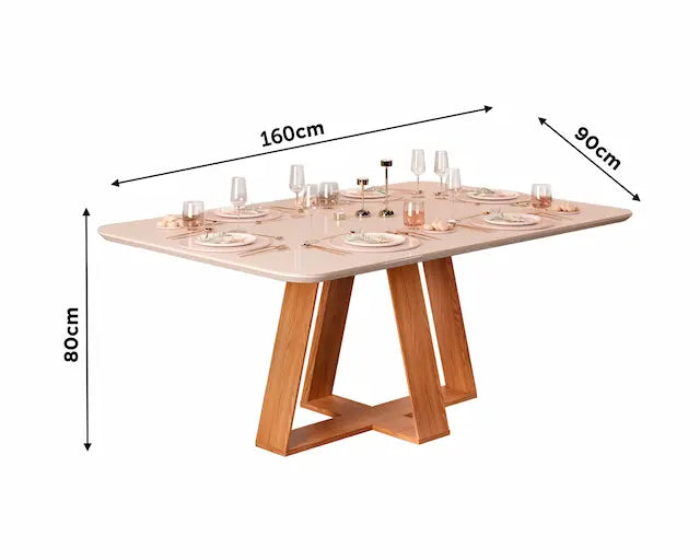 Comedor 6 sillas Celeste Blanco/Café/Gris Di Poretti