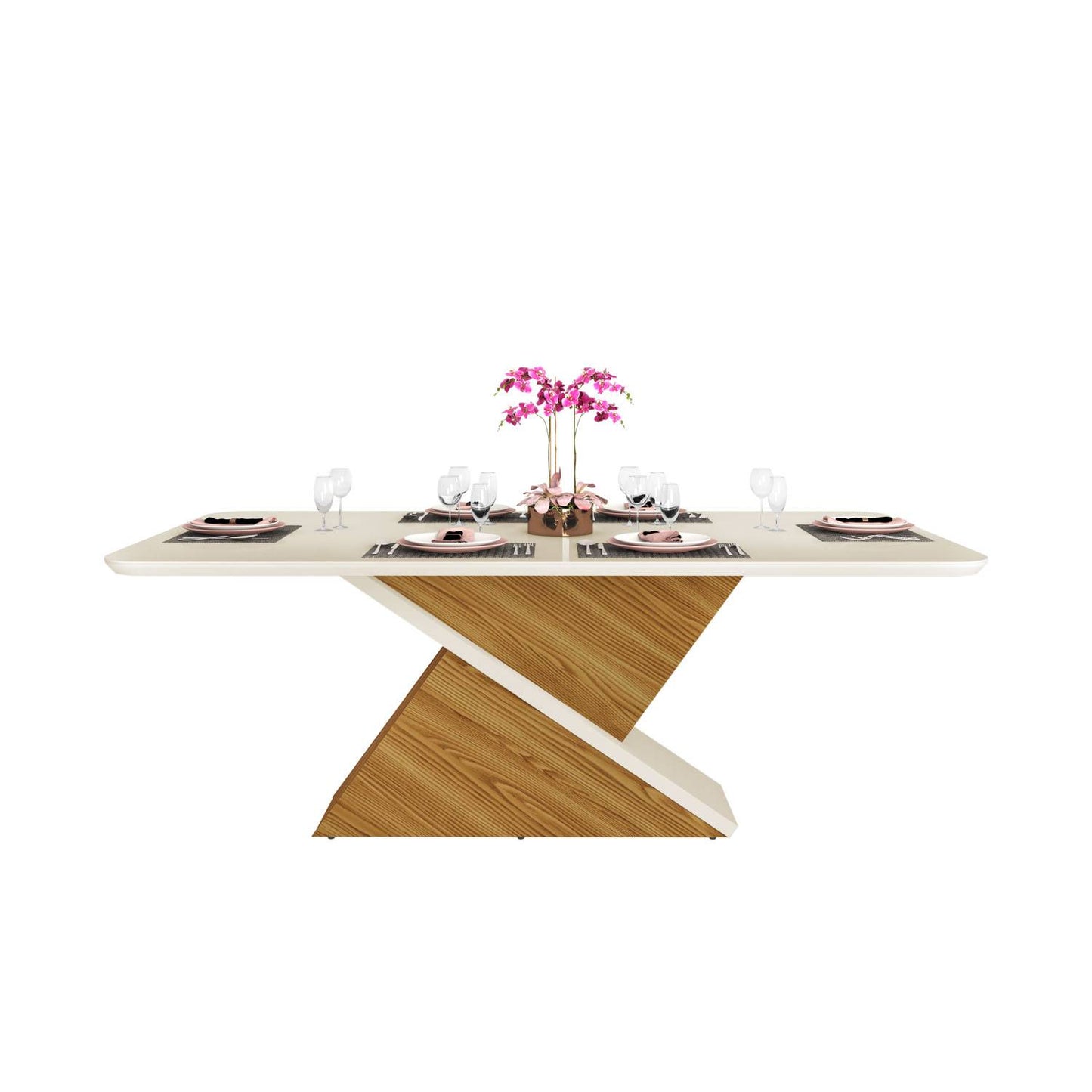 Comedor 8 sillas Stela Off White/Café Claro Di Poretti