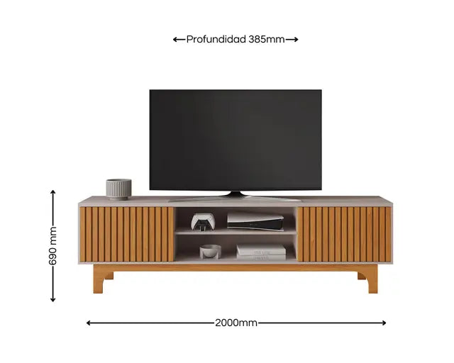 Rack TV 70'' Triunfo Café Claro Off White Di Poretti
