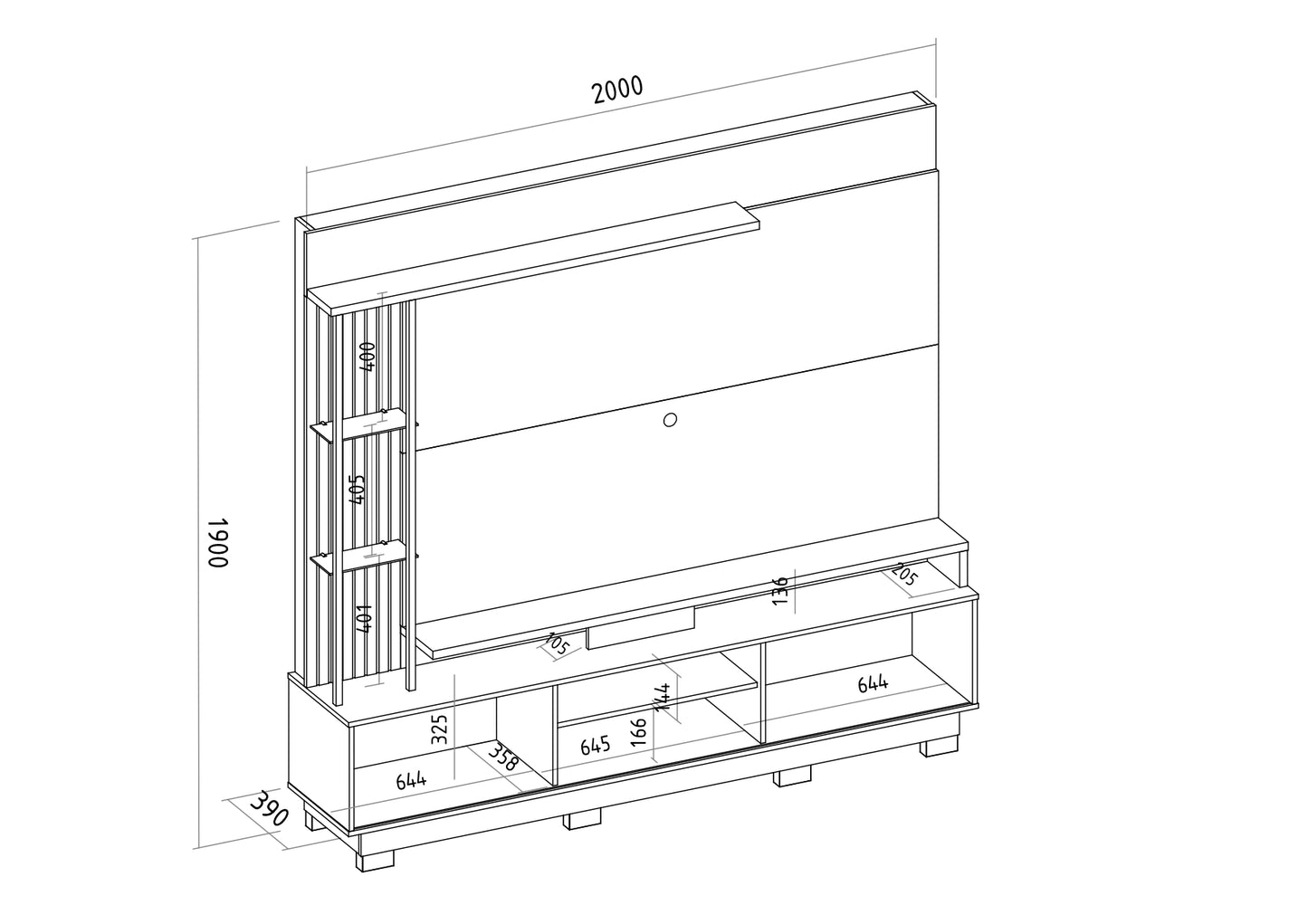 Home TV 70" Martino 2 Puertas Café Oscuro Gris Di Poretti