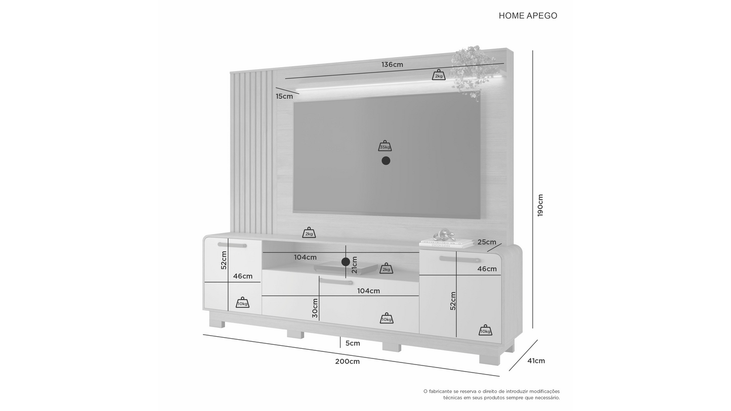 Home Tv Apego 65" 3P Di Poretti