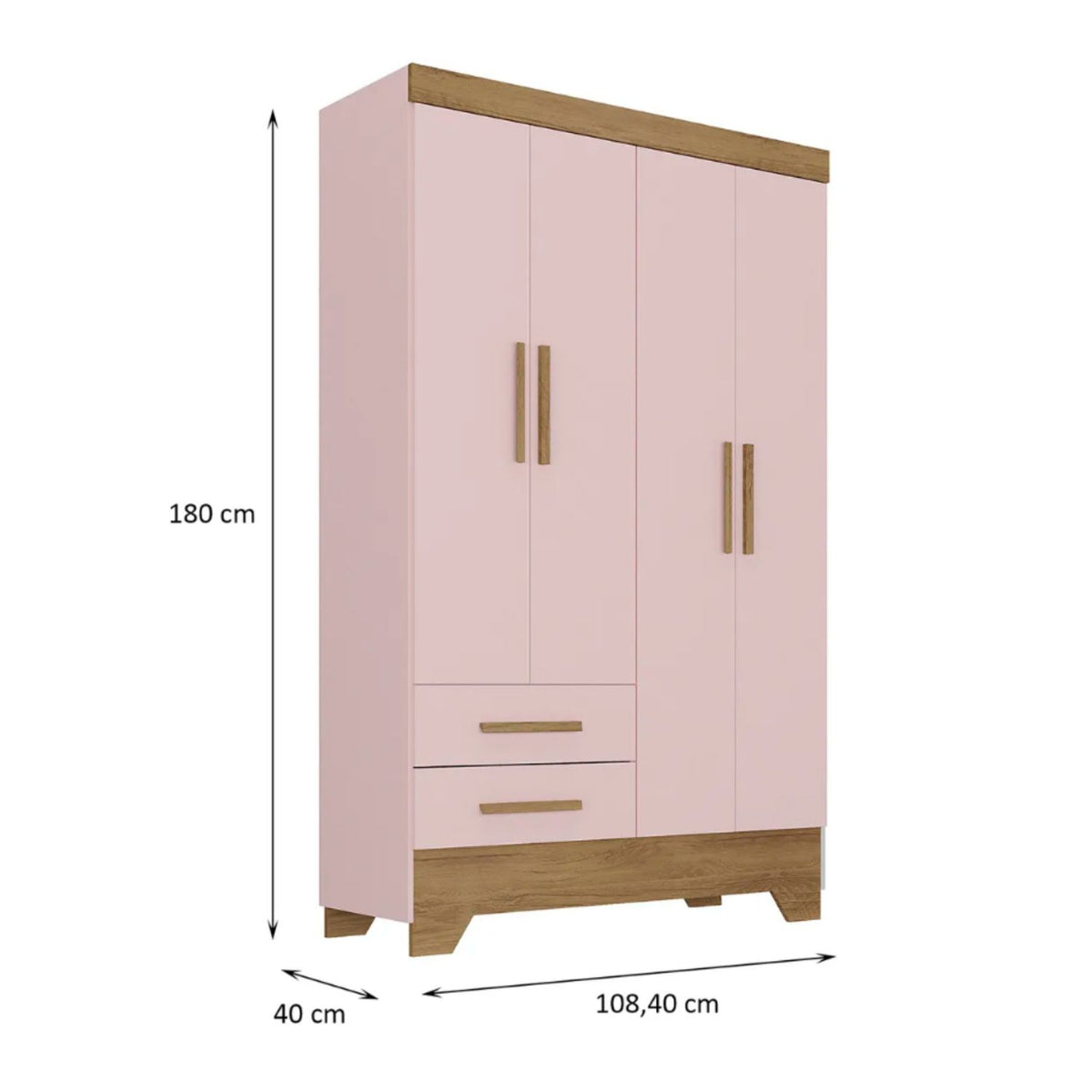 Clóset Bambole 4 Puertas 2 Cajones Rosa Di Poretti