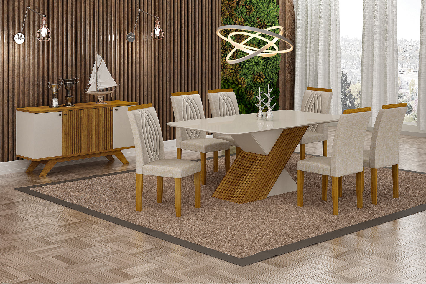 Comedor 6 sillas Ilheus Blanco/Café Altavisión