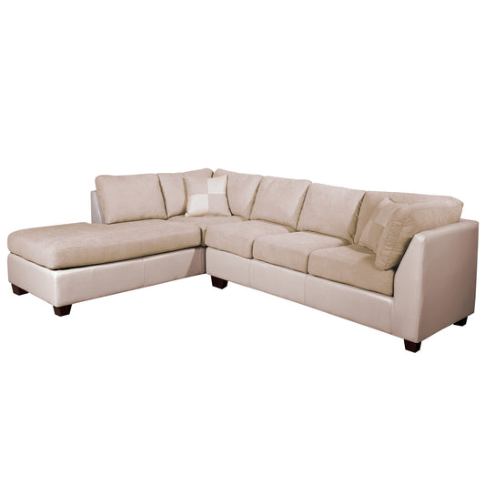 Sofá seccional Izquierdo Padua Velvet/PU Beige Latam Home
