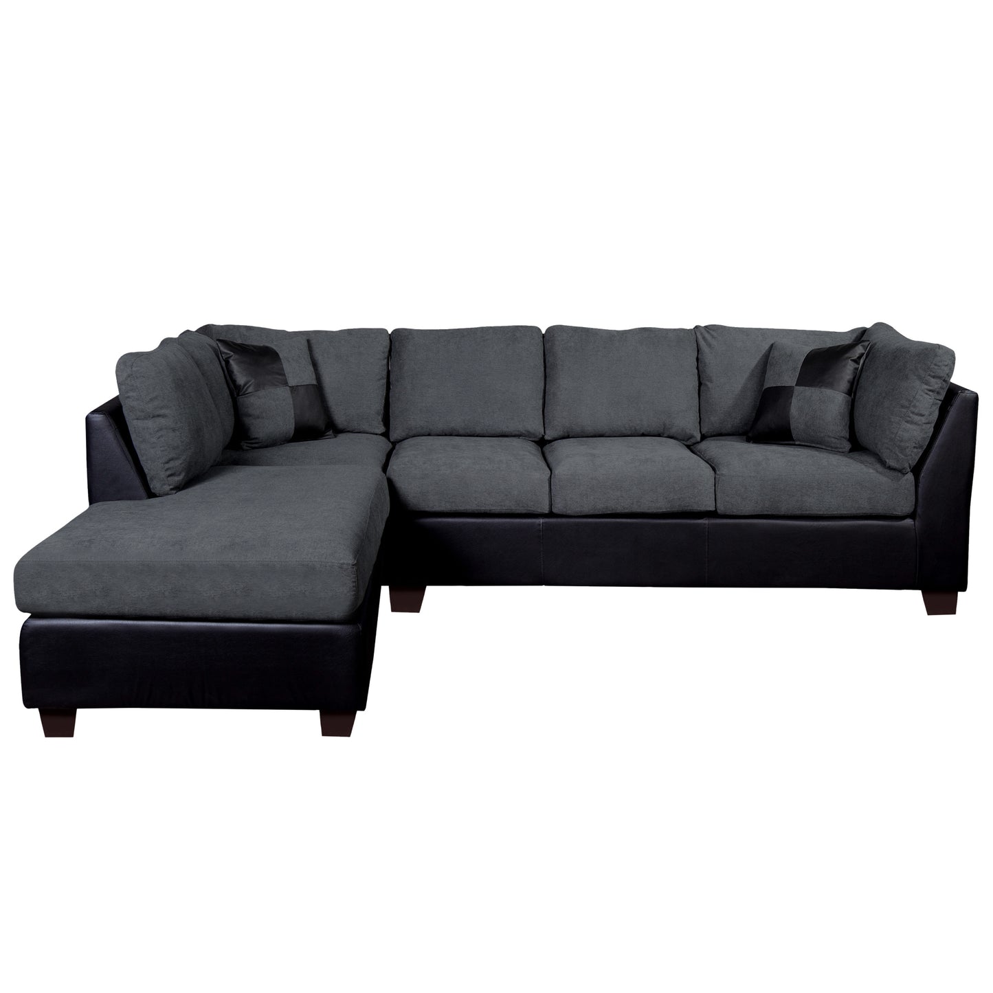 Sofá seccional Izquierdo Padua Velvet Gris/PU Negro Latam Home