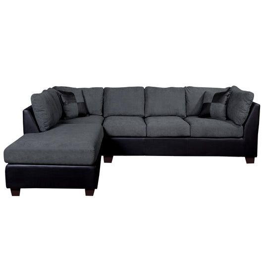 Sofá seccional Izquierdo Padua Velvet Gris/PU Negro Latam Home