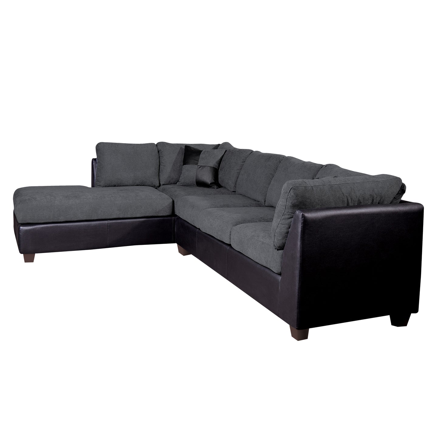 Sofá seccional Izquierdo Padua Velvet Gris/PU Negro Latam Home