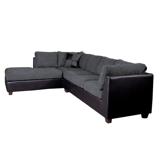 Sofá seccional Izquierdo Padua Velvet Gris/PU Negro Latam Home