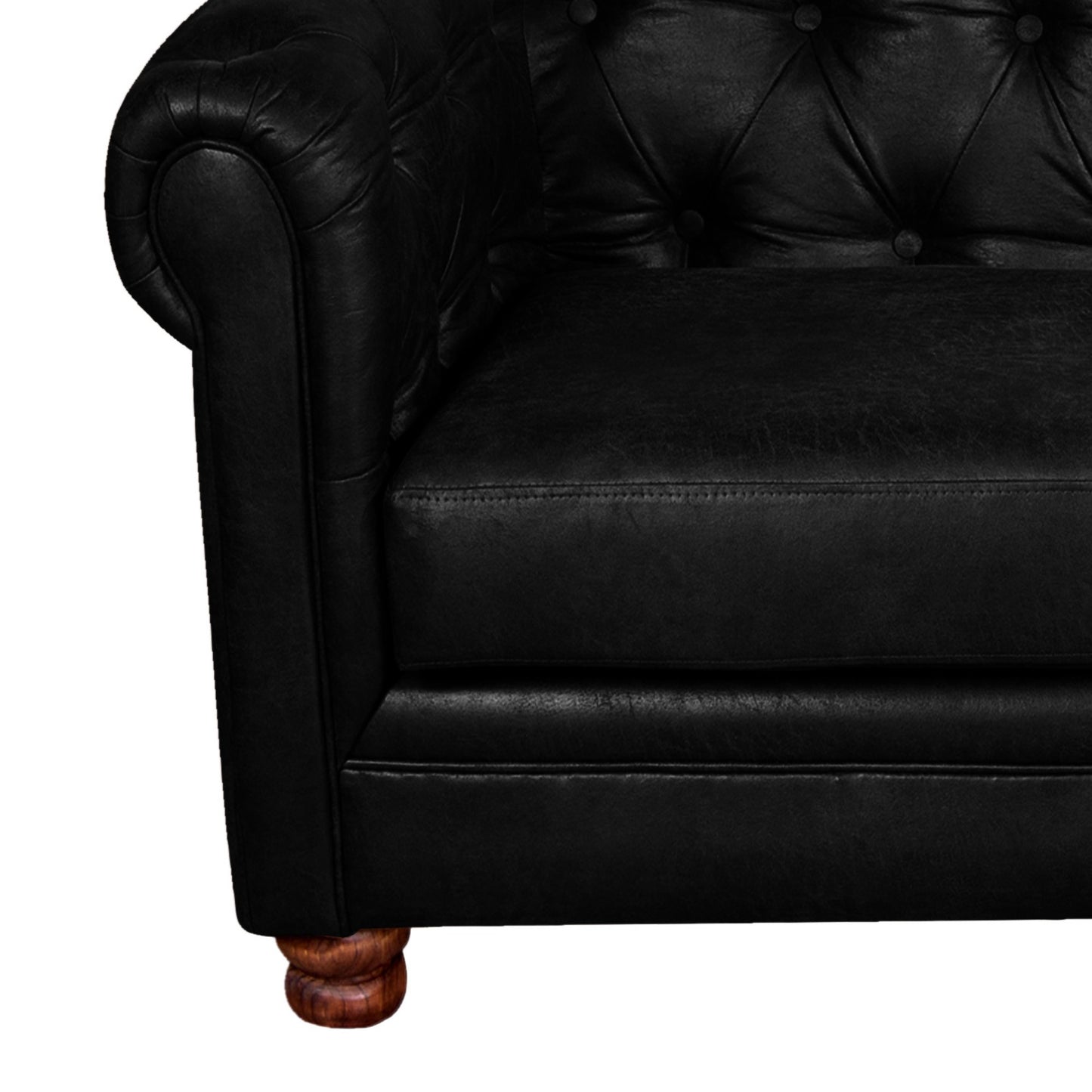 Sofá 3 Cuerpos Florencia Cuero 70% Negro Latam Home