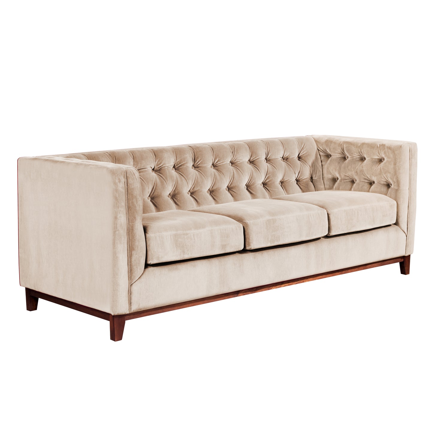 Sofá 3 Cuerpos Roma Velvet Beige Latam Home