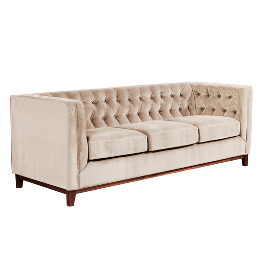 Sofá 3 Cuerpos Roma Velvet Beige Latam Home