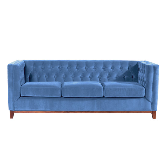 Sofá 3 Cuerpos Roma Velvet Azul Petroleo Latam Home