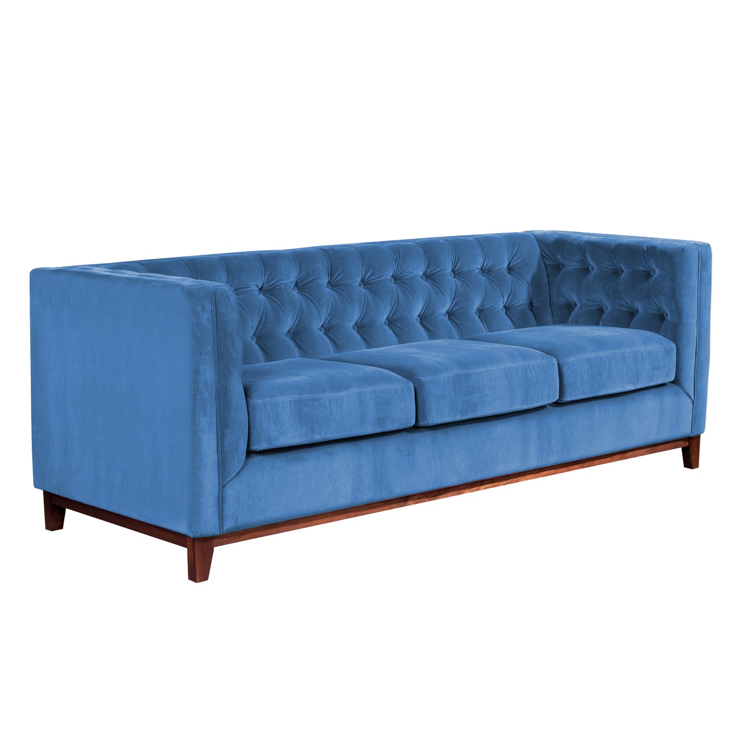Sofá 3 Cuerpos Roma Velvet Azul Petroleo Latam Home