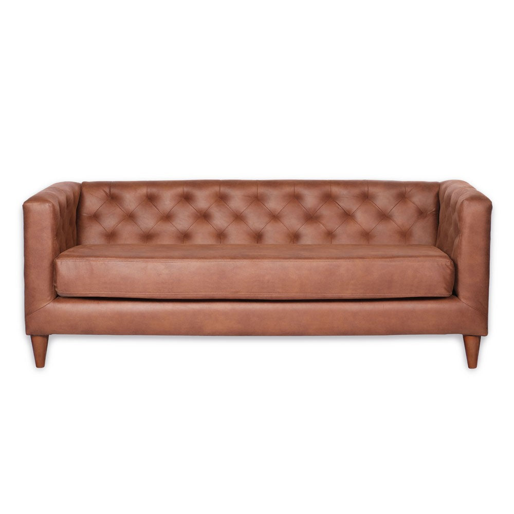 Sofá 3 Cuerpos Brescia Cuero 30% Café Claro Latam Home
