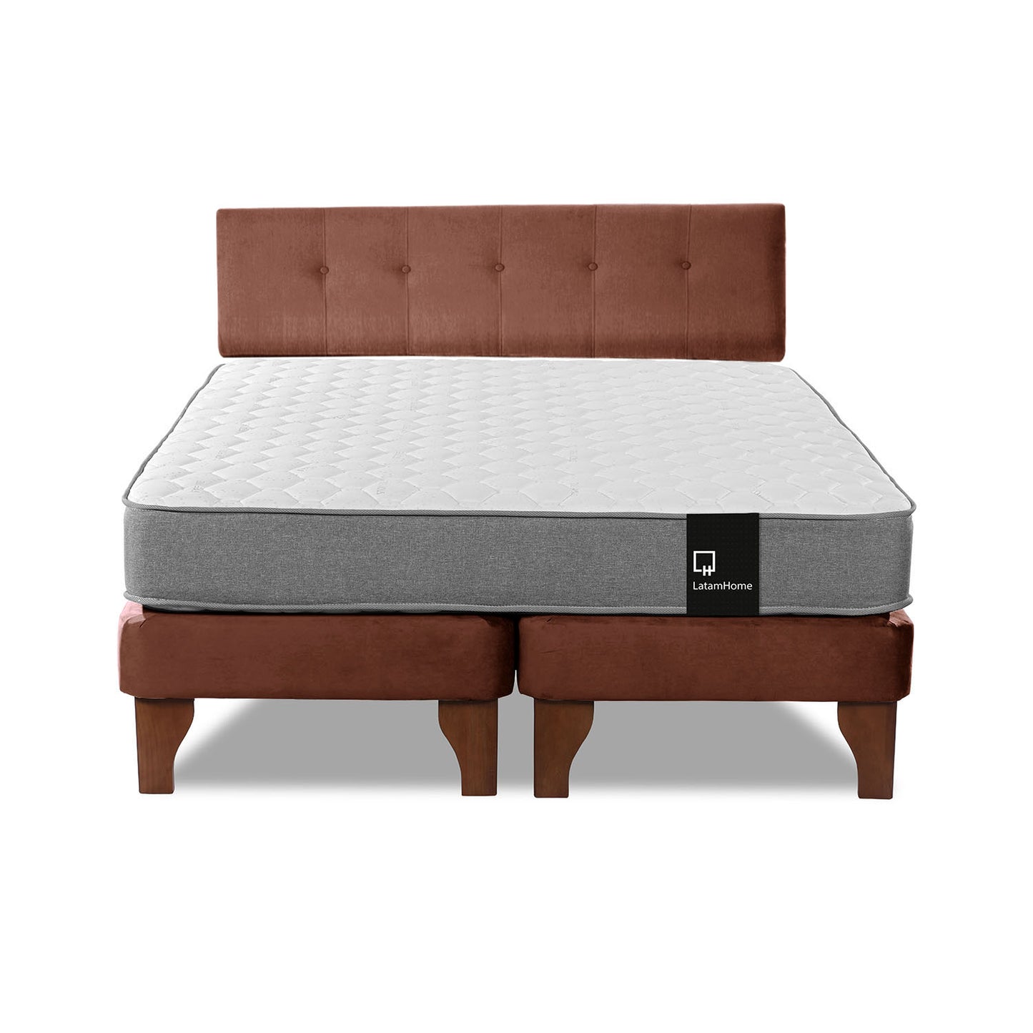 Cama Europea Zen Best 2 plazas + Respaldo Velvet Chocolate Latam Home