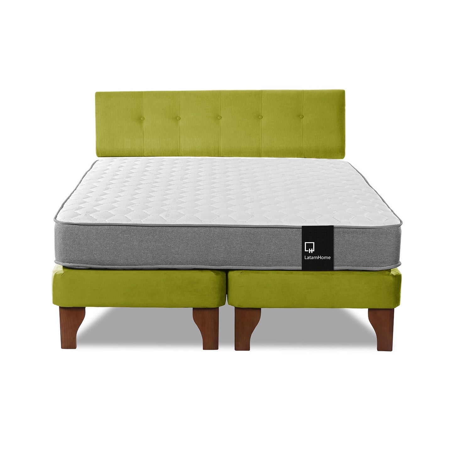 Cama Europea Zen Best 2 plazas + Respaldo Velvet Pistacho Latam Home