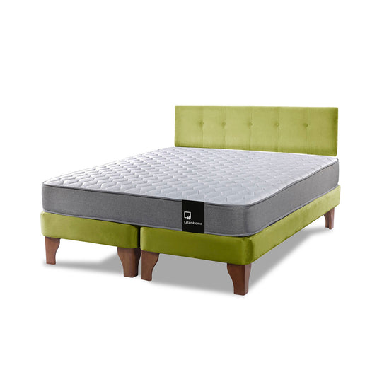 Cama Europea Zen Best 2 plazas + Respaldo Velvet Pistacho Latam Home