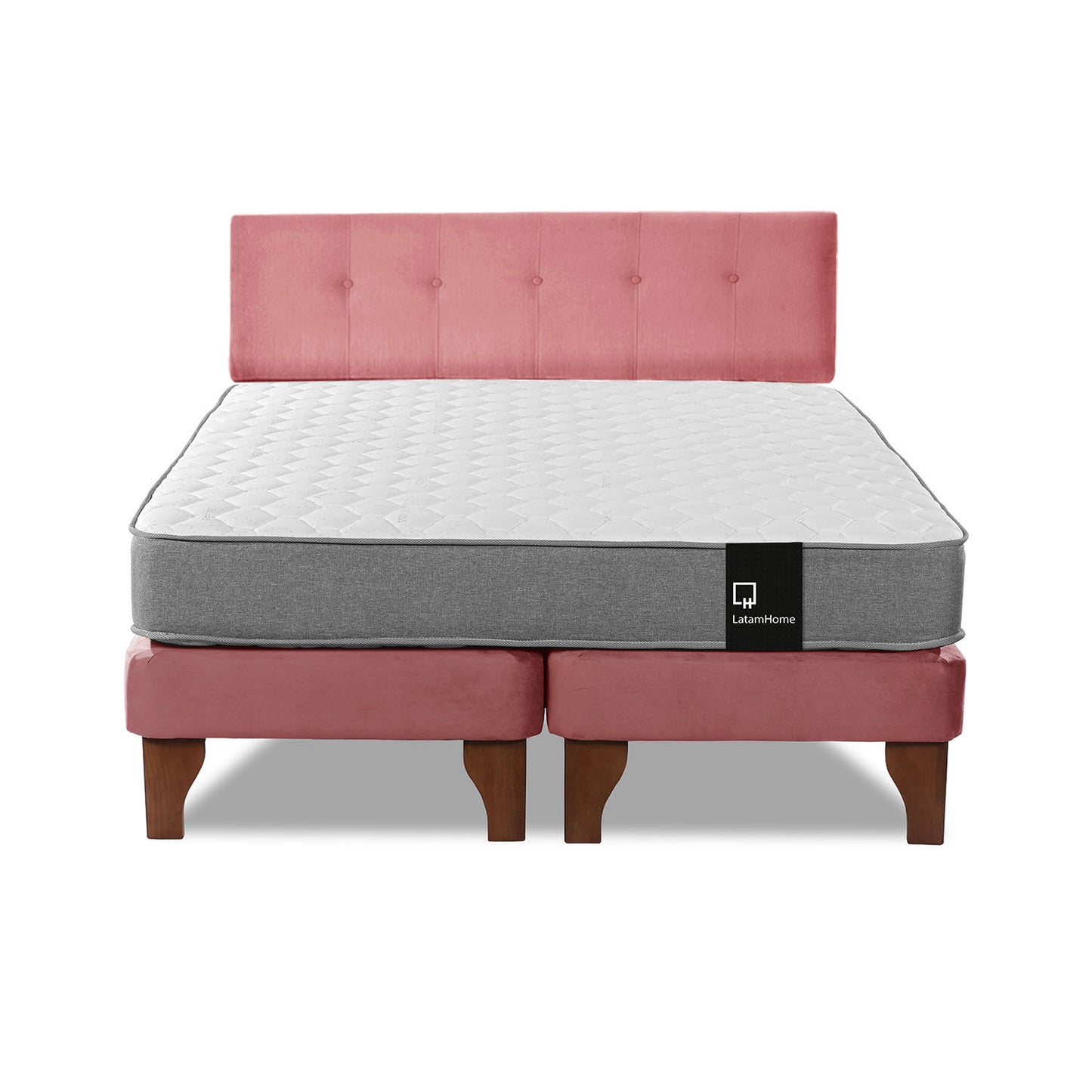 Cama Europea Zen Best 2 plazas + Respaldo Velvet Palo Rosa Latam Home