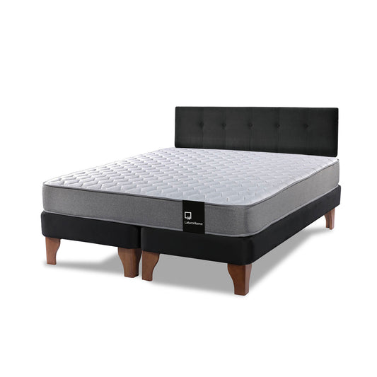 Cama Europea Zen Best 2 plazas + Respaldo Velvet Negro Latam Home